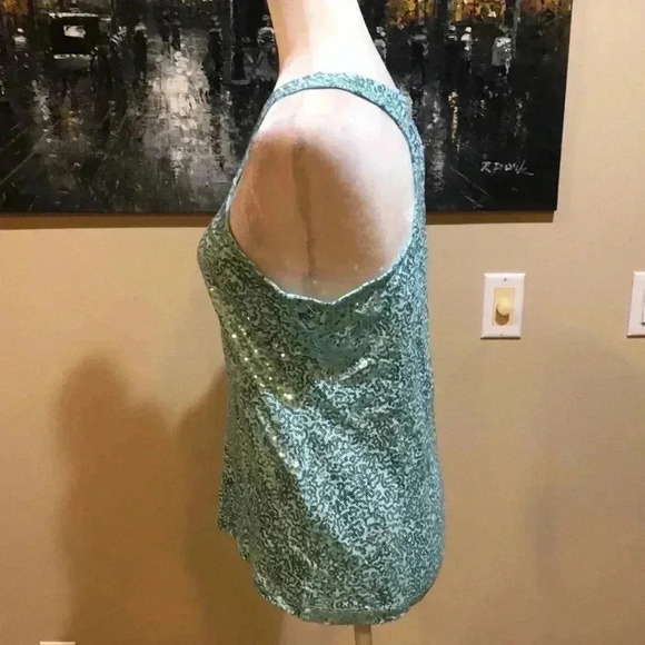 NWT DKNY Powder Blue Sequin Racerback Tank - S - Picture 4 of 7